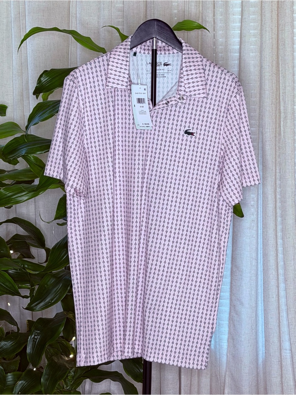Lacoste Sport Pink Printed Ultra Dry Golf Polo Men’s M NWT